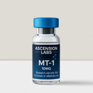 MT-1 10mg lyophilized peptide vial from Ascension Labs USA for melanocortin pigmentation pathway research (For Research Use Only).