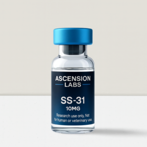 SS-31 10 mg research peptide vial – mitochondrial and oxidative stress models by Ascension Labs USA (RUO).